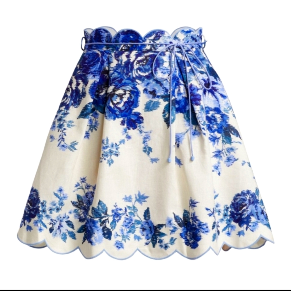 ZIMMERMANN Aliane Scallop Linnen Skirt Size 0